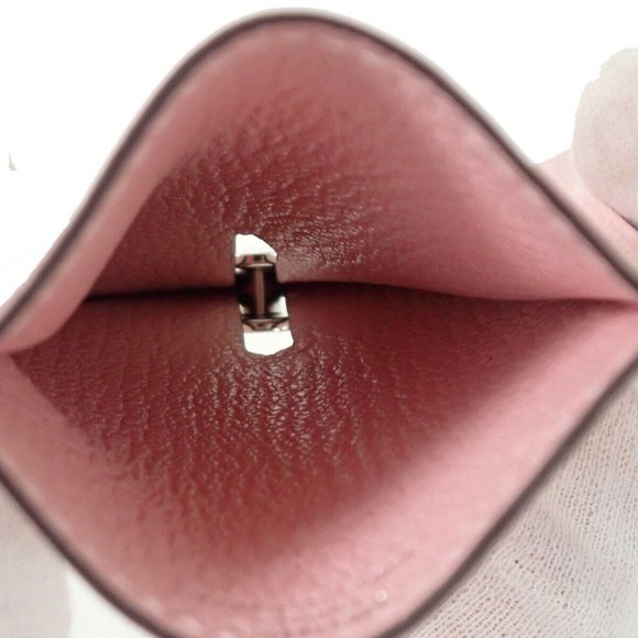 HERMES Diabolo Card Holder Case Chevre Mysore Leather Rose Sakura France - Picture 10 of 14